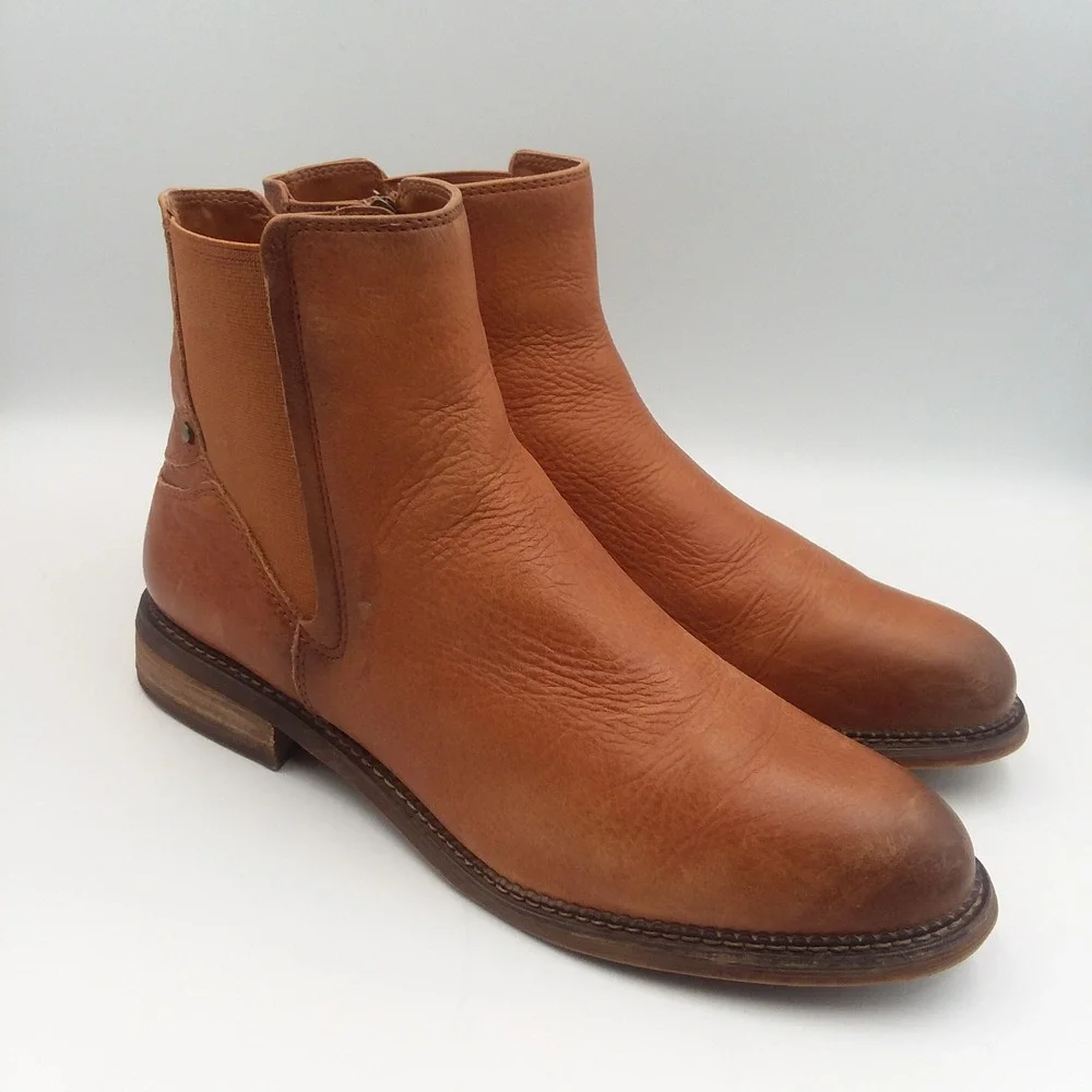 Franco Sarto Horrace Cognac Brown Leather Chelsea Boots Women's 10 Ankle Booties
